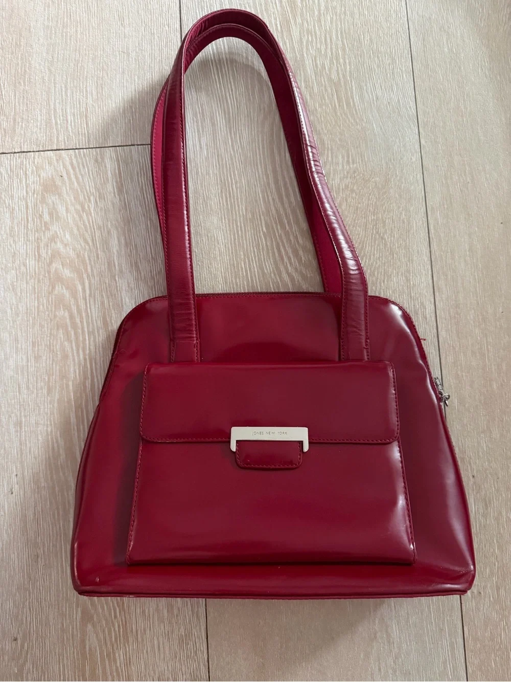 Jones New York Red Genuine Leather Shoulder Purse